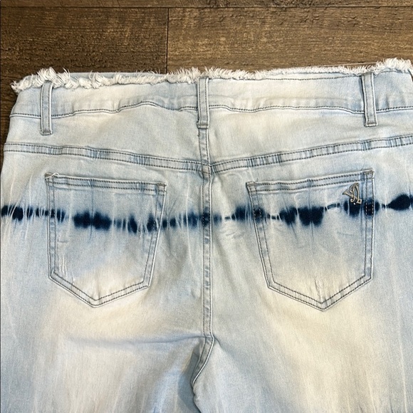 VIP Jeans Tie Die Button Fly Cropped Women's Light Blue Jeans - Picture 5 of 7